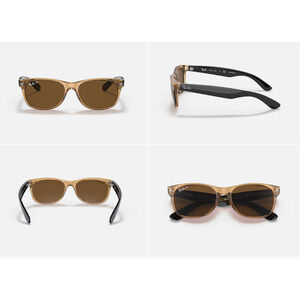 Ray-Ban New Wayfarer Bicolor Sunglasses Honey Brown RB2132 Polarized UV
